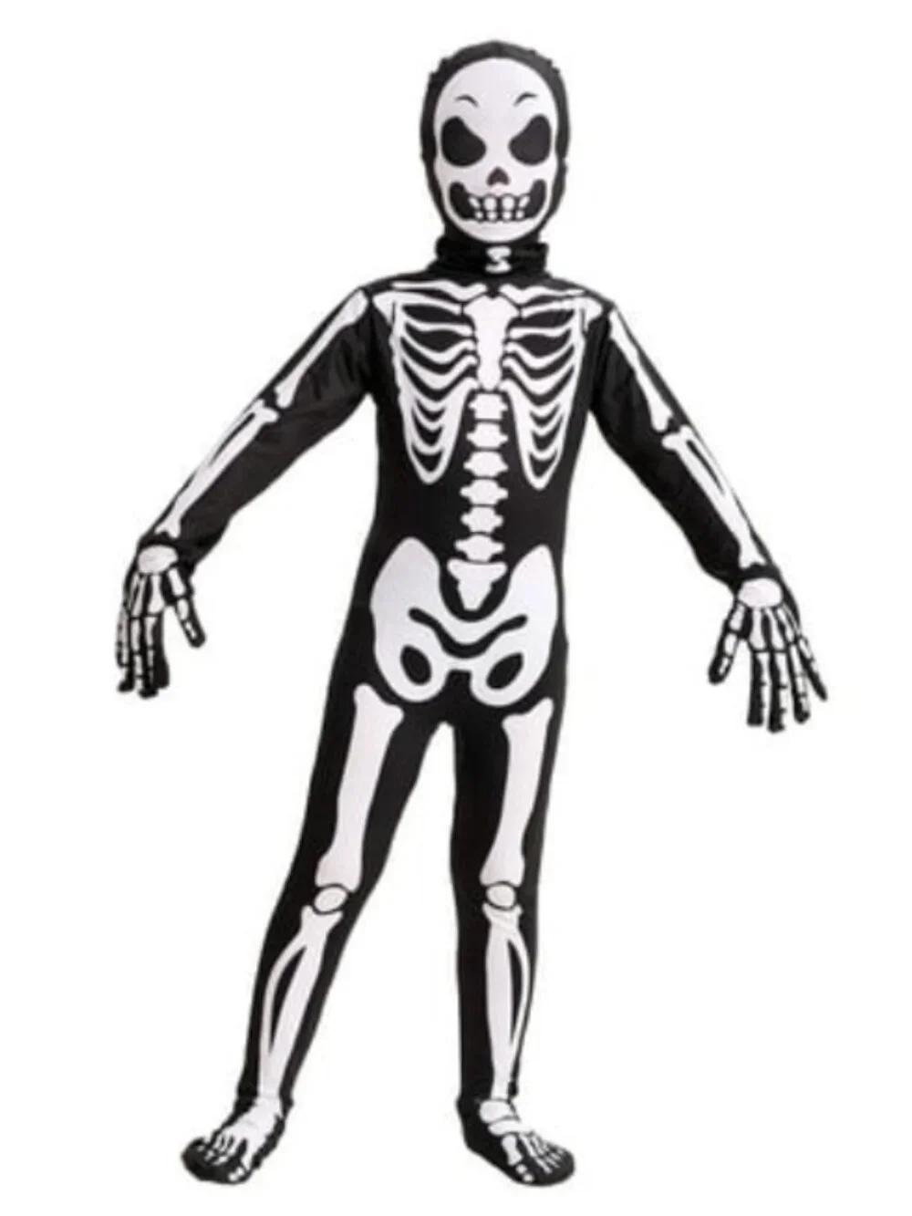 SPOOKTACULAR CREATIONS Second Skin Skeleton Costume Kids Size S Halloween NWT